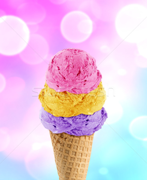 Cornet de crème glacée trois crème glacée cône résumé lumière [[stock_photo]] © designsstock
