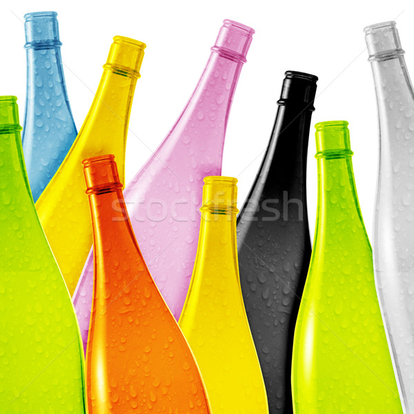 Stok fotoğraf: Renkli · cam · şişe · ayarlamak · boş · şişeler