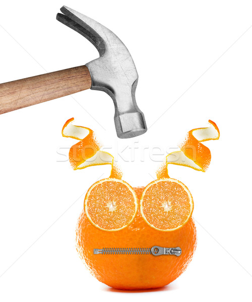 Hammer orange Zeichen Hintergrund Tool Idee Stock foto © designsstock