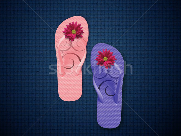 Colorful Flip Flops on dark blue background Stock photo © designsstock