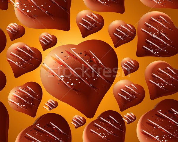 Stockfoto: Naadloos · chocolade · harten · abstract · hartvorm · liefde