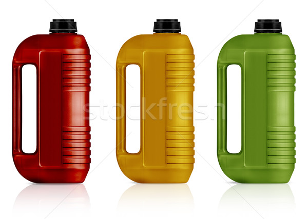 Plastikowe galon czerwony żółty zielone puszka Zdjęcia stock © designsstock