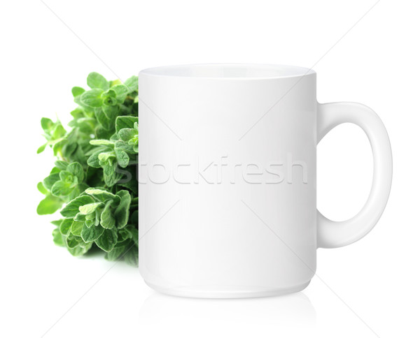 Branco cerâmico caneca ervas beber isolado Foto stock © designsstock