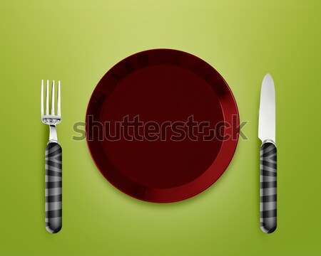 Empty Plate with knife and fork Stock photo © designsstock