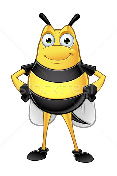 Tombul arı karakter karikatür örnek bakıyor Stok fotoğraf © DesignWolf