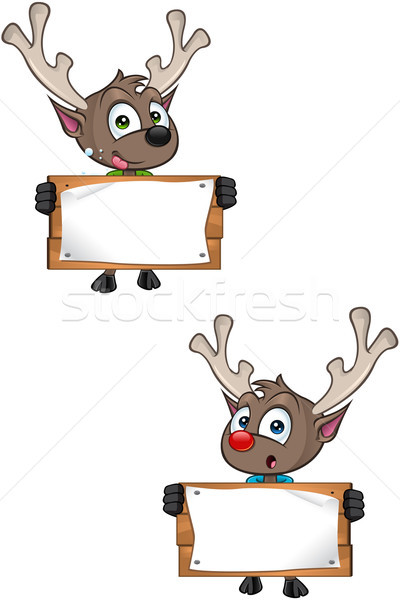 Karikatur Rentiere Zeichen Illustration cute Hirsch Stock foto © DesignWolf