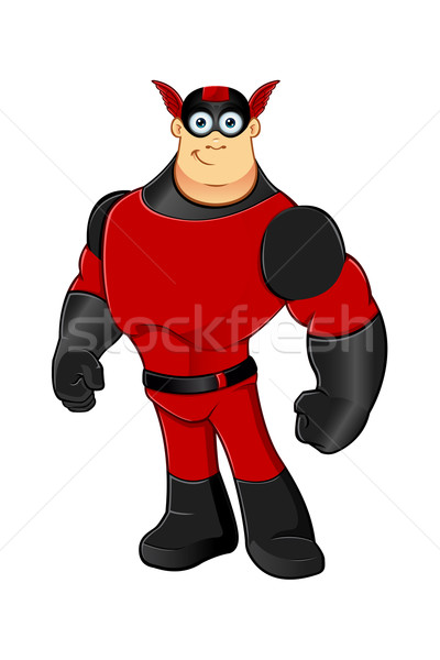Stock fotó: Piros · fekete · szuperhős · rajz · karakter · izom
