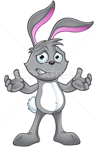 Gris lapin personnage cartoon illustration Pâques [[stock_photo]] © DesignWolf