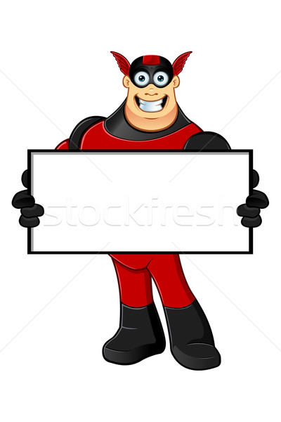 Kırmızı siyah süper kahraman karikatür karakter kas Stok fotoğraf © DesignWolf