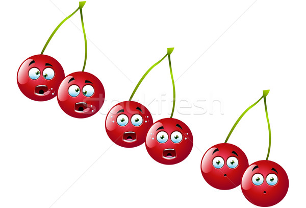 Cartoon wiśni zestaw cute funny owoców Zdjęcia stock © DesignWolf