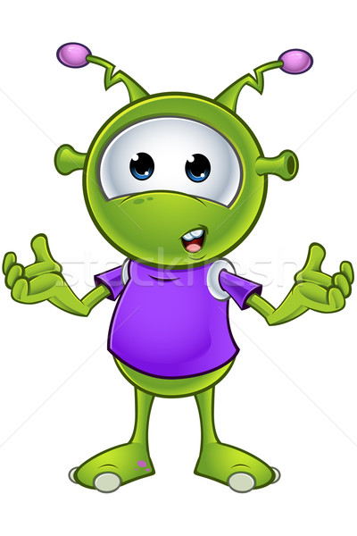 Desenho animado alienígena verde bonito - Stockphoto #27720712