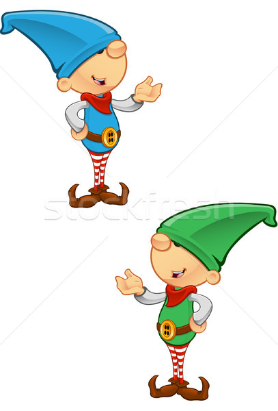 Stock photo: Elf Mascot - Presenting