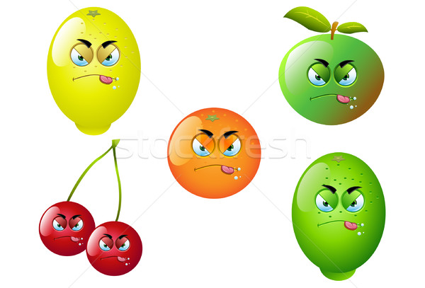 Cartoon owoców zestaw cute zabawy wektora Zdjęcia stock © DesignWolf