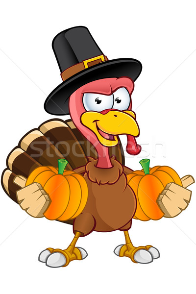 Turkey Mascot - Holding Pumpkins Stock photo © DesignWolf