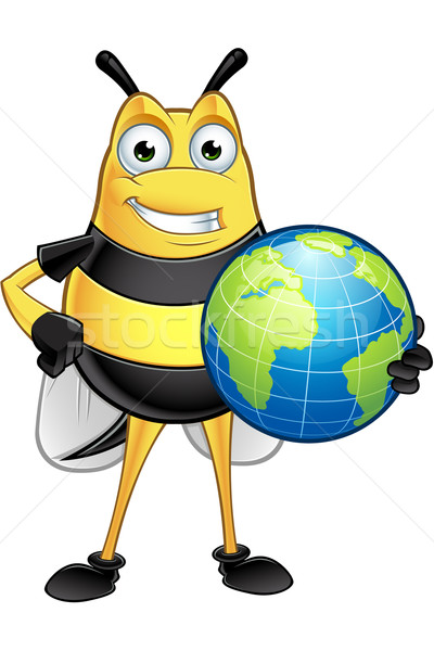 Chubby abeille personnage cartoon illustration regarder Photo stock © DesignWolf