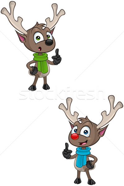 Karikatur Rentiere Zeichen Illustration cute Hirsch Stock foto © DesignWolf