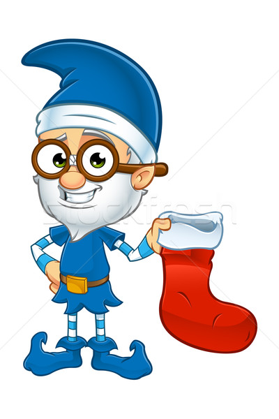Starych elf niebieski charakter cartoon ilustracja Zdjęcia stock © DesignWolf