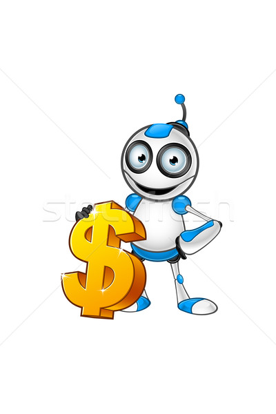 Branco azul robô bonitinho computador Foto stock © DesignWolf
