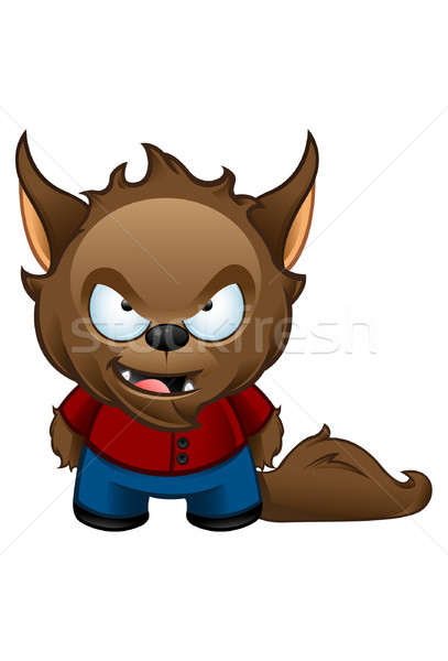 Loup-garou monstre mauvais cute chien lune Photo stock © DesignWolf