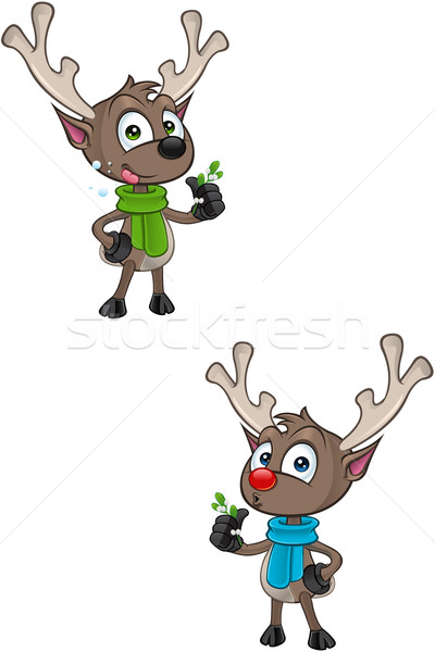 Karikatur Rentiere Zeichen Illustration cute Hirsch Stock foto © DesignWolf