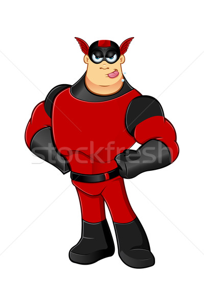 Czerwony czarny superhero cartoon charakter mięśni Zdjęcia stock © DesignWolf