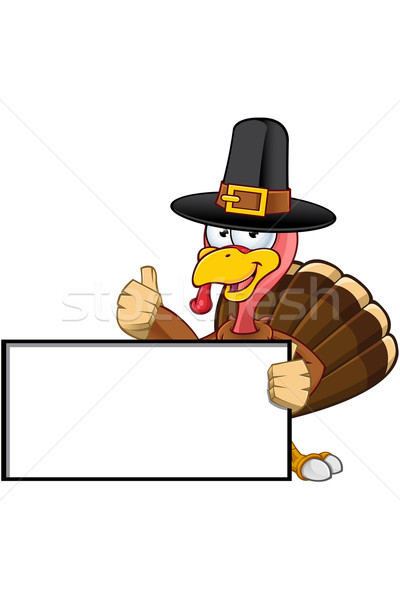 Turkey Mascot - Blank Sign Stock photo © DesignWolf