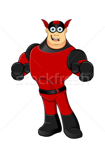 Piros fekete szuperhős rajz karakter izom Stock fotó © DesignWolf