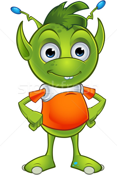 Desenho animado alienígena verde bonito - Stockphoto #27720712