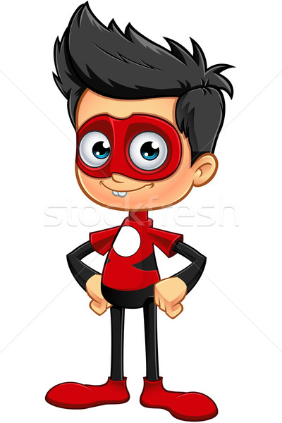 Super garçon rouge personnage cartoon illustration [[stock_photo]] © DesignWolf