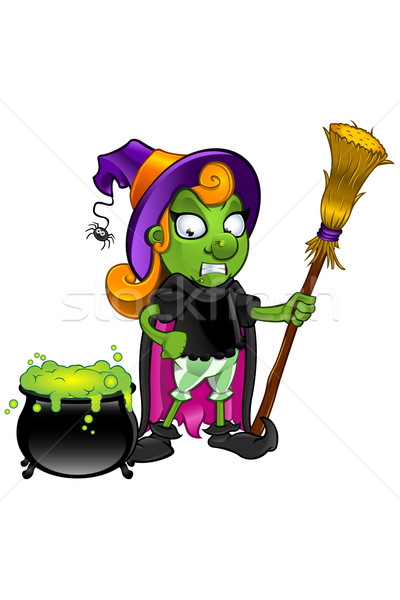 Cartoon witch charakter ilustracja wakacje magic Zdjęcia stock © DesignWolf