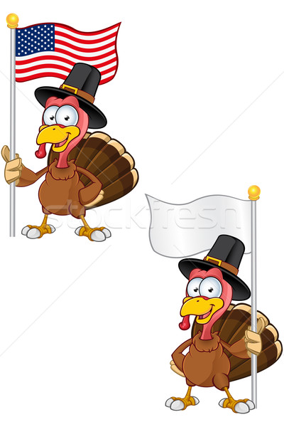 Turkey Mascot - Holding Flag Stock photo © DesignWolf
