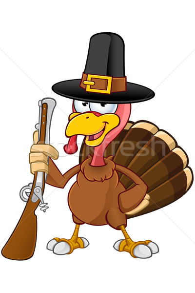 Turkey Mascot - Holding Gun Stock photo © DesignWolf
