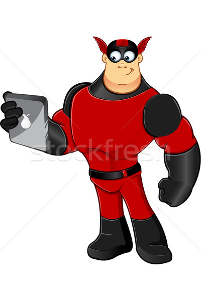 Piros fekete szuperhős rajz karakter izom Stock fotó © DesignWolf