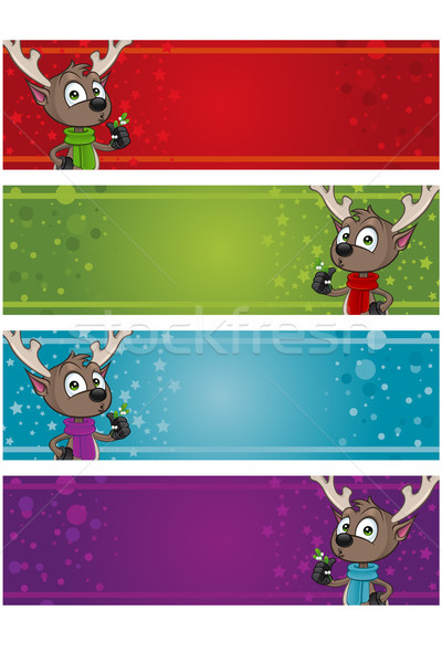 4 Christmas Banners - Reindeer Stock photo © DesignWolf