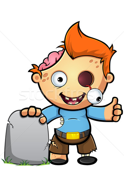 Zombie chłopca charakter cartoon ilustracja mózgu Zdjęcia stock © DesignWolf