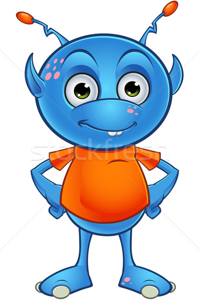 Light Blue Alien character vector illustration © DesignWolf (#5094903)