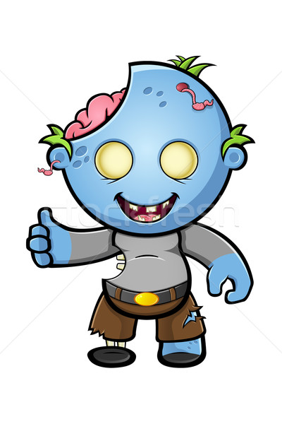 Azul desenho animado zumbi ilustração bonitinho Foto stock © DesignWolf