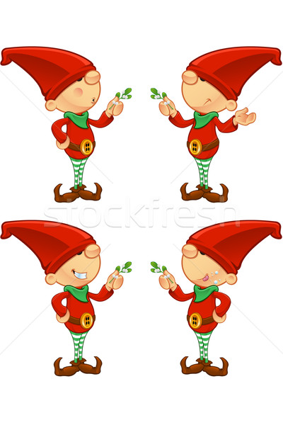 Rouge elf cute cartoon différent expressions faciales [[stock_photo]] © DesignWolf