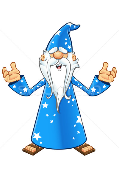 Niebieski starych charakter cartoon ilustracja magiczny Zdjęcia stock © DesignWolf