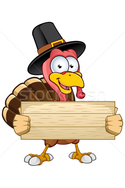 Turkey Mascot - Wooden Sign Stock photo © DesignWolf