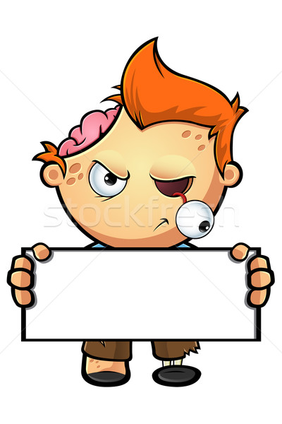 Zombi nino carácter Cartoon ilustración cerebro Foto stock © DesignWolf