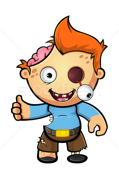 Zombie ragazzo carattere cartoon illustrazione cervello Foto d'archivio © DesignWolf