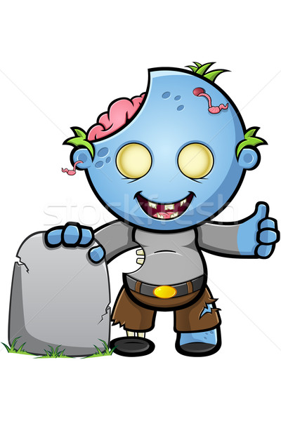 Azul desenho animado zumbi ilustração bonitinho Foto stock © DesignWolf