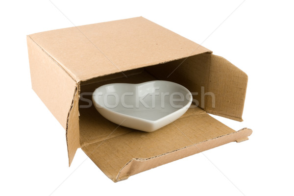 Ceramic Heart in Cardboard Box Stock photo © devulderj