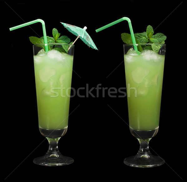 Green cocktail with cubes ice Stock photo © deyangeorgiev