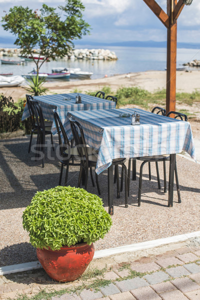 Yunan restoran tipik Yunanistan plaj ev Stok fotoğraf © deyangeorgiev