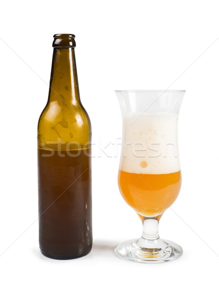 Botella cerveza taza blanco aislado Foto stock © deyangeorgiev