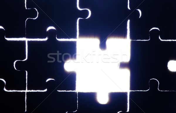 Bois puzzle rétroéclairage bleu couleur Photo stock © deyangeorgiev