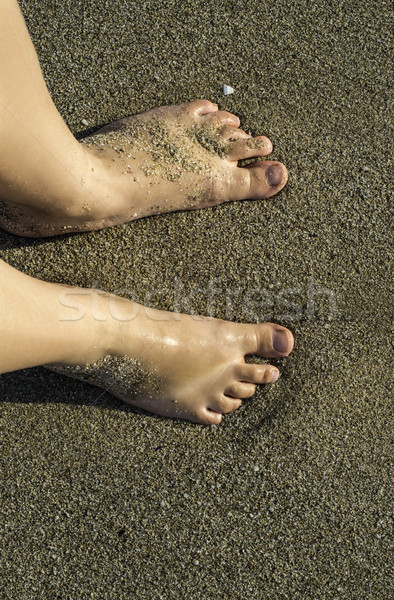 Stock photo: Food steps on the beach