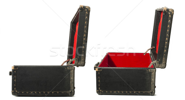 Geöffnet alten Reise Koffer Leder rot Stock foto © deyangeorgiev
